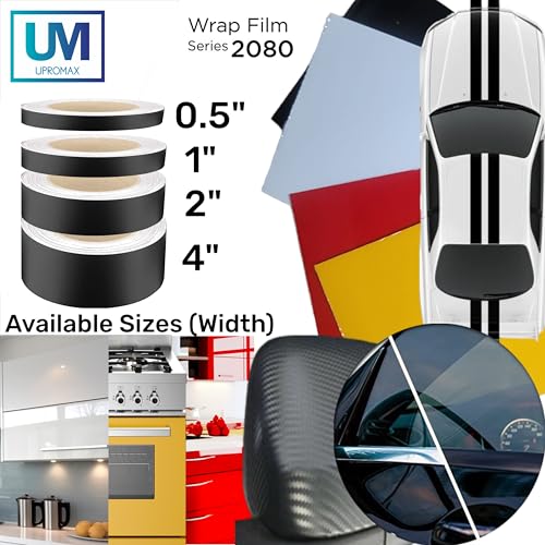 Image of Gloss Black Vinyl Wrap Film Roll - Made with 3M 2080 Series - 1 in x 25 ft Car Wrap for Chrome Delete, Trim & Emblems - Stretchable Air-Release Auto Vinyl (Gloss Black, 1 in x 25 ft)