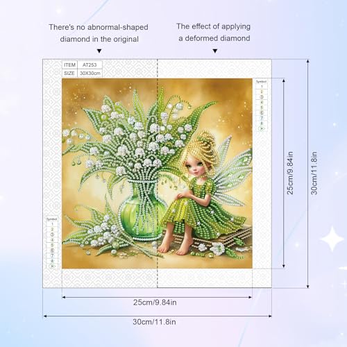 Image of AiYuanzsh 5D Special Shape Diamond Art Kits for Beginners, Butterfly Fairy Diamond Art Painting Kits for Adults, Crystal Rhinestones Diamond Art Painting for Home Wall Decoration Gift 12x12 inch
