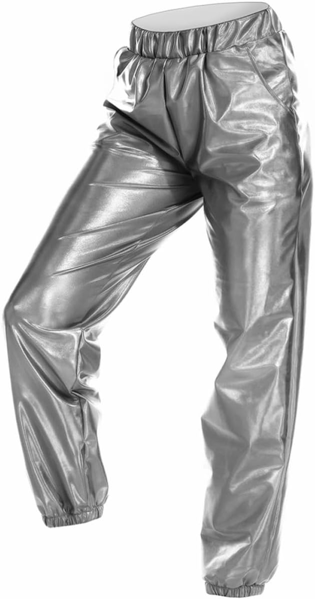 Women’s Casual Baggy Dance Pants with Elasticated Waistband, Comfortable Polyester and Spandex Material, for Daily Wearing and Office Use, Stylish Gunmetal Gray Trousers