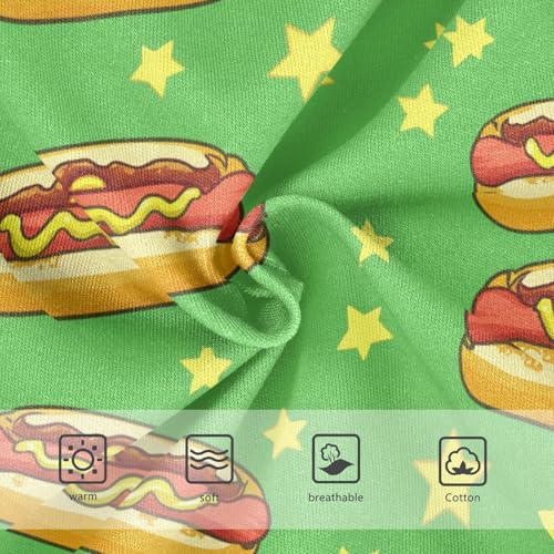 Wusikd Hot Dogs Girls' Underwear Cotton Green Stars Girls Briefs Soft Toddler Underwear 2T3