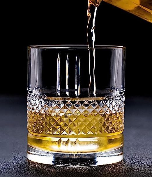 SYAMBABA Signature Crystal Whiskey Glasses Set of 2 pcs-310 ml Bar Glass for Drinking Bourbon Whisky, Scotch, Cocktails, Fancy, Cognac-Old Fashioned Cocktail Tumblers