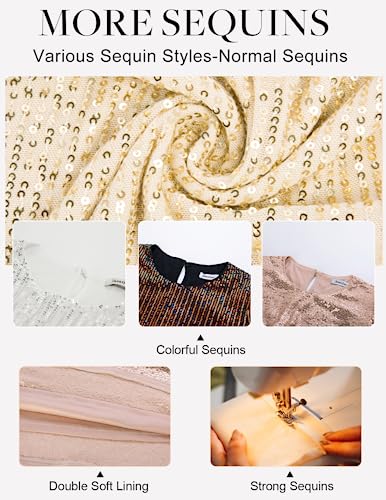 Women's Tops Sequin 3/4 Sleeve Sparkle Sequin Tops Shimmer Glitter Party Tunic Tops Casual Fitted Blouses Top Shirts Silver Grey #TOP4