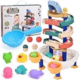 badespielzeug baby müller Einfach zu montieren: Schienendesign und mehrfarbige Kombination, leistungsstarke Saugnäpfe können die Schiene auf jeder glatten Oberfläche wie der Badezimmerwand befestigen, um Puzzles zu bauen, die farbenfroh und für Kinder interessant sind.