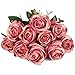 Flojery 10pcs Artificial Rose Flowers Long Stem Fake Silk Roses for DIY Wedding Bouquet Table Centerpiece Home Decor (Rose Red)
