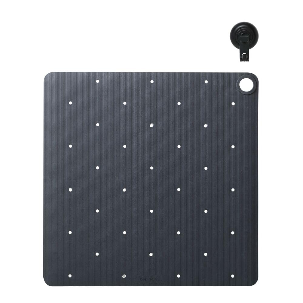 Sealskin Ribb Non-Slip Shower Mat 55 x 55 cm Anthracite with Black Hook