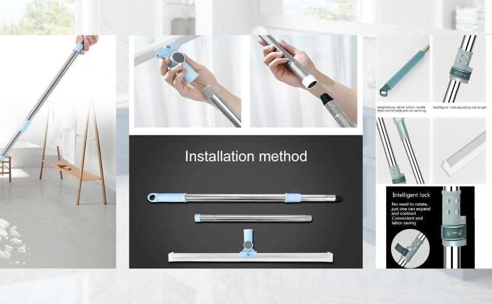 Image of 50-CM Multifunctional Magic Broom with Long Adjustable Handle | Silicone Floor Squeegee & Washer with 180 Rotating Head for Bathroom, Kitchen & Home Cleaning (Multi-Colour)