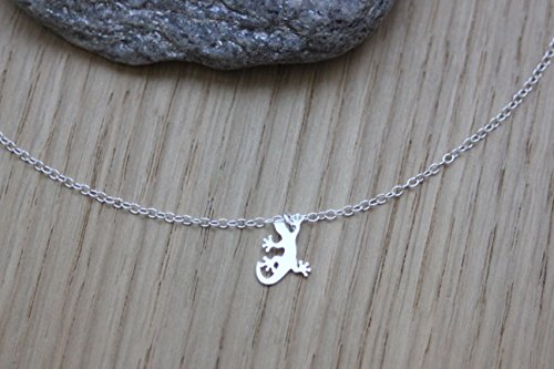 Collier argent massif pendentif lézard salamandre, chaîne pendentif totem - 5