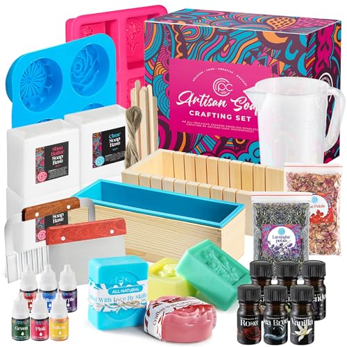 Soap Making Kit with Melt & Pour Base, Cutting Box,