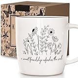 Kinkiii Floral Friendship Coffee Mug A Sweet Friendship Refreshes the Soul Gifts for Christian Women Best Friend Sister Coworker, Coffee Mugs Gifts for Thanksgiving Christmas Birthday Farewell, 13 Oz