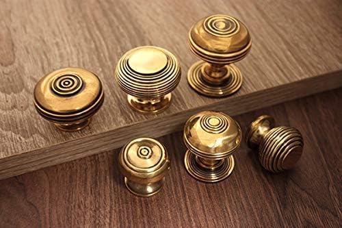 Solid Brass Antique Old Style Beehive Bloxwich Reeded Cabinet Chest Knobs Pulls 6 Designs (Bloxwich Small)