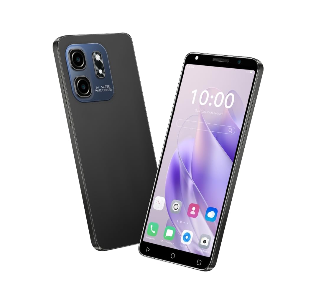 Hot50Pro Billiges Handy, 5,0 Zoll HD-Bildschirm, 16GB ROM (Erweiterung auf 128GB), 3500mAh große Batterie, Gesichts-ID/WiFi/GPS/Android-Telefon (Black)