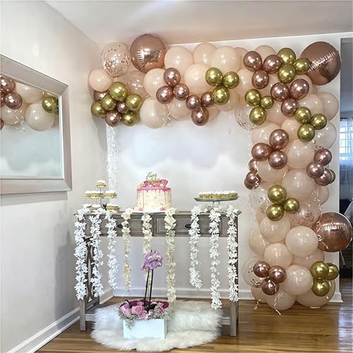 Image of Blush Rose Gold Balloon Garland Arch Kit, 119 Pieces Peach Pink Gold Pastel Orange Metallic Rose Gold Confetti Balloon Garland Kit for Girls Women Birthday Wedding Baby Bridal Shower Party Decorations