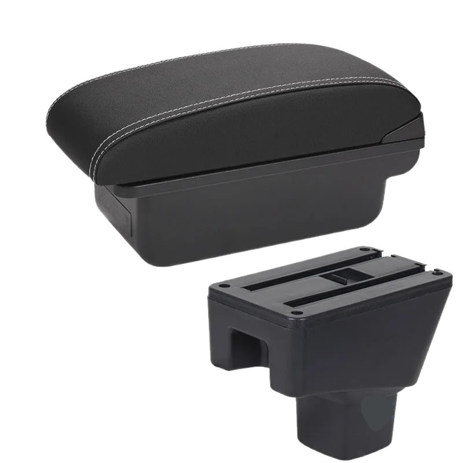 POZMNGTI Armrest Compartment Fit For SUZUKI SX4 Armrest Interior Parts Box Retrofit Parts Storage Box Car Interior Accessories(C3 Black white NOUSB)