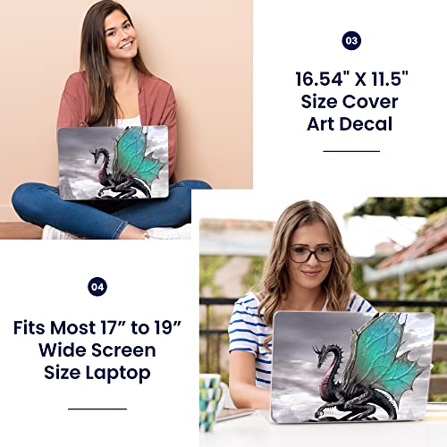 Image of LSS 17 17.3 Inches Laptop Notebook Skin Sticker with 2 Wrist Pads - Reusable Cover Protector Vinyl Sticker Cover Decal Fits 17 inch - 19 inch HP Asus Acer Samsung - Dragon Pattern