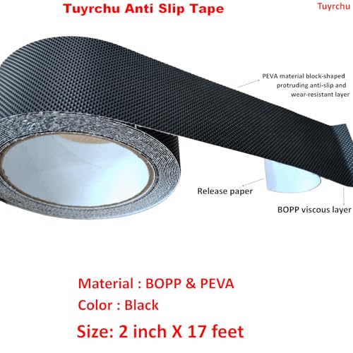 Image of Anti Slip Tape 2 Inch Wide, Waterproof Grip Adhesive Heavy Duty High Traction Friction for Indoor /Outdoor Steps (17 Ft /Black).