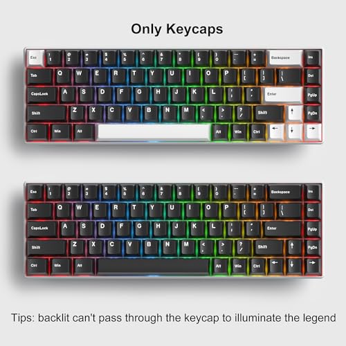 Image of Fogruaden White on Black Keycaps, Cherry Profile PBT Doubleshot keycaps, Minimalist Style Black and White Keycap, 168 Keys Custom Keycaps for Mechanical Keyboard(WOB)