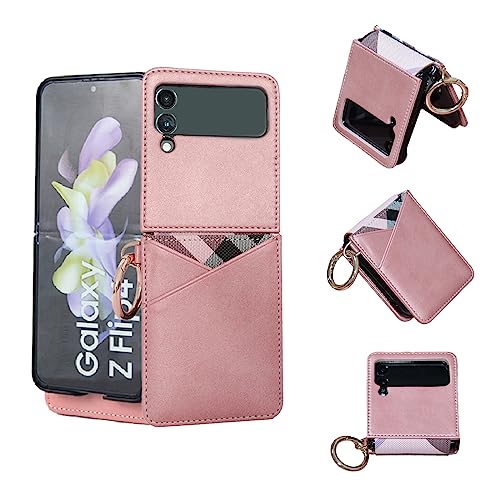 Coque Samsung Z Flip 3 5G rose avec porte-carte pour sorties sans sac