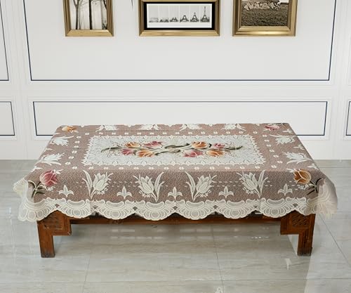 Image of Beige 4 Seater Net Fabric Table Cover (40 X 60 Inches)