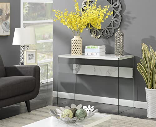 Convenience Concepts Soho Console Table/Desk, Faux White Marble #TOP1