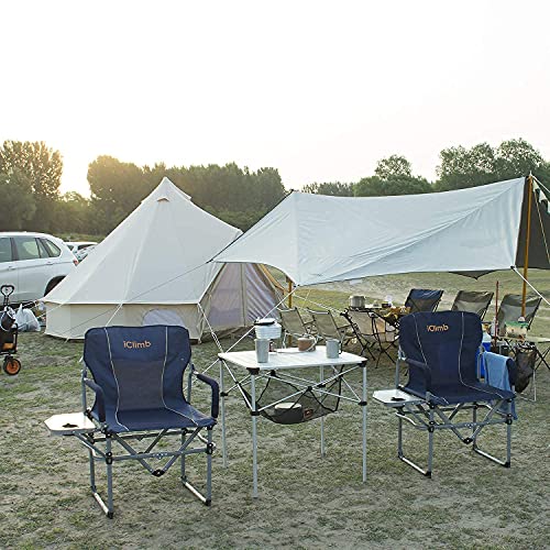 Iclimb 2 Heavy Duty Compact Folding Chair And 1 Folding Square Table Bundle For Two Adults Camping, Picnic, Backyards, Bbq #TOP1