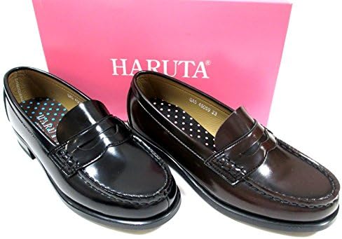 Amazon ハルタ 15年限定モデル レディース ローファー 水玉 レディース ドット柄中敷き 3e ビジネス リクルート フレッシャーズ 通学靴 ブラック ジャマイカ ローファー スリッポン