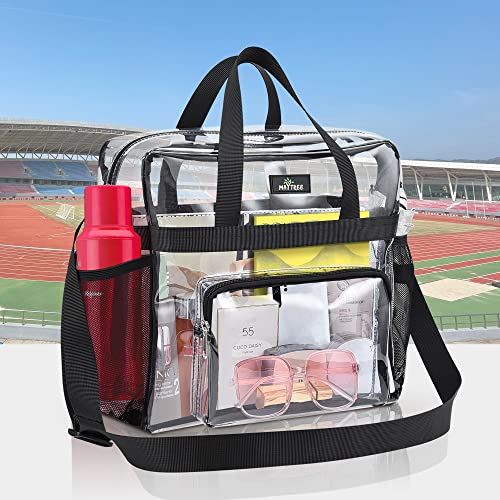 Image of MAY TREE Clear Bag Stadium Approved, Cold-Resistant, Lightweight and Waterproof, Transparent Tote Bag and Gym Clear Bag, See Through Tote Bag for Work, Sports Games and Concerts-12 x12 x6
