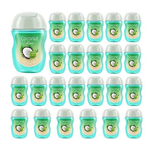 Mini Hand Sanitizer Gel, Vital Luxury Anti-Bacterial Hand Gel 1 FL OZ, Portable Hand Sanitizer with Travel Size Flip Cap Bottle , Clear Moisturizing and Refreshing, Fast Dry (Coconut Lime 1 FL OZ, 24 PCS)
