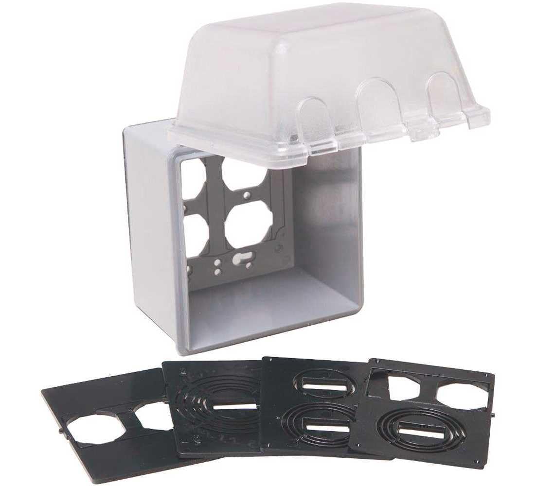 TayMac MM7440C 4.75-in. Deep Outdoor Box, UFAST 55-in-1, Rated NEMA 3R 2-Gang Weatherproof in-Use Electrical Outlet Cover for Home Improvement, Clear