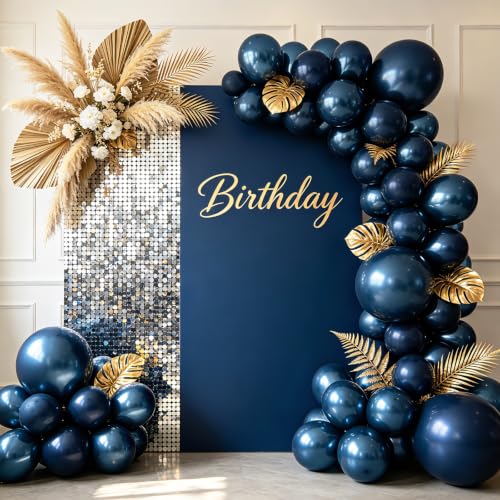 Image of 108Pcs Double Stuffed Navy Blue Balloon Garland Arch Kit
