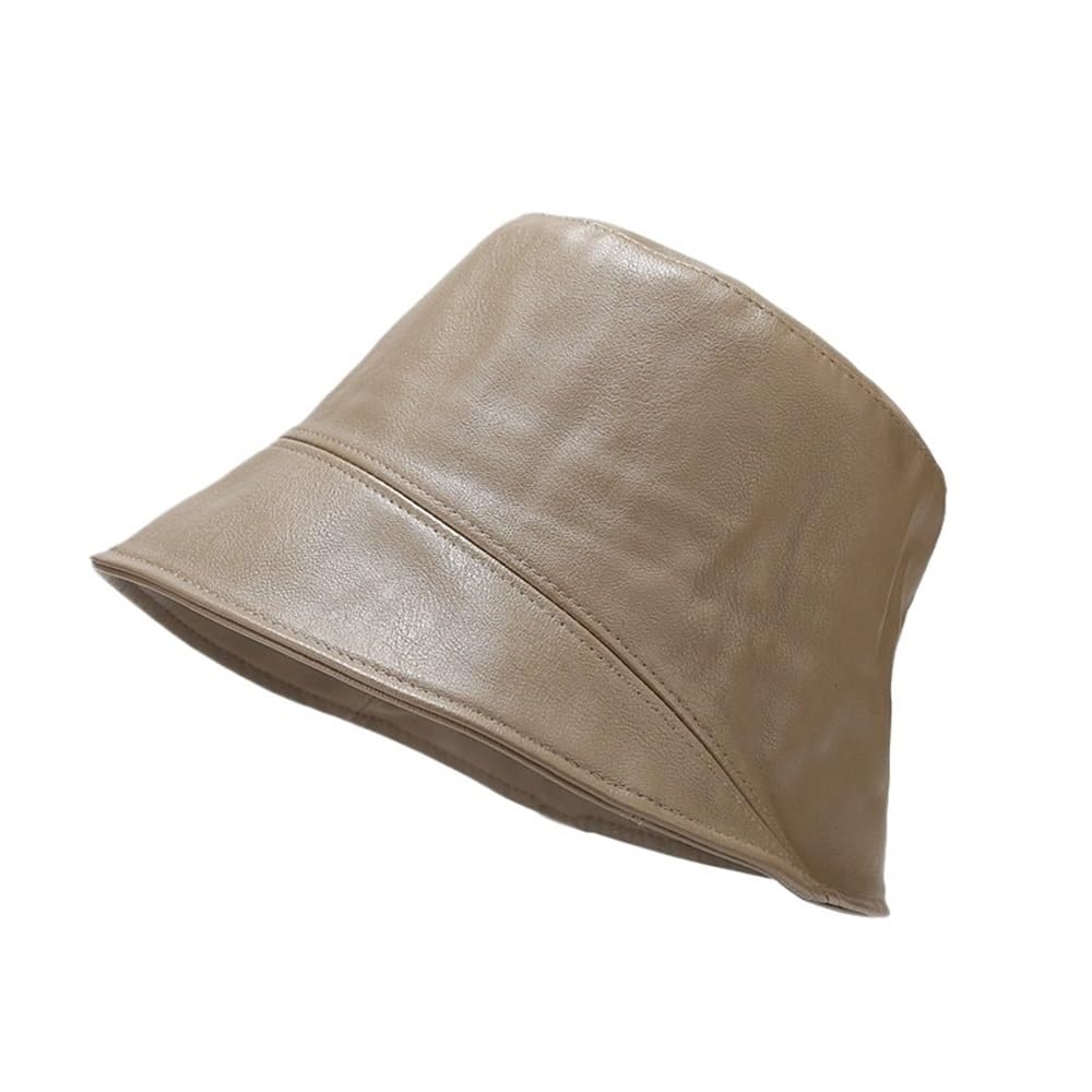 Chapeau seau en cuir PU imperméable pour randonnée et voyage en plein air kaki
