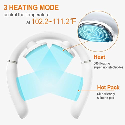 Miniatura 3 de Masajeador de cuello portátil inteligente con calor para aliviar el dolor, masajeador de cuello de pulso inalámbrico con transmisión de voz y 6
