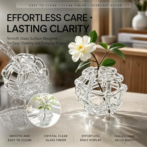 Florero circular irregular de vidrio soplado para decorar tu hogar con estilo natural 6