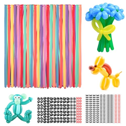 100 PCS Long Balloons for Modelling, Long Balloons for Tying Art Craft B alloon s for Kids, Bright Balloon Animal Kit Balloon Modelling Kit, Modelling for Birthday Party Decoration