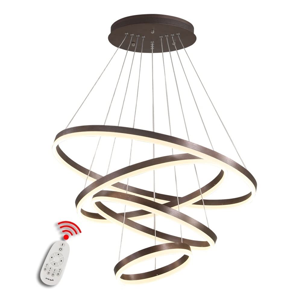 BEHWU LED Dimmable Chandelier, Modern Acrylic Design Led Pendant Light Diy Height Adjustable White Chandelier Fixture with Remote Control for Bedroom Living Room Kitchen Dining Room