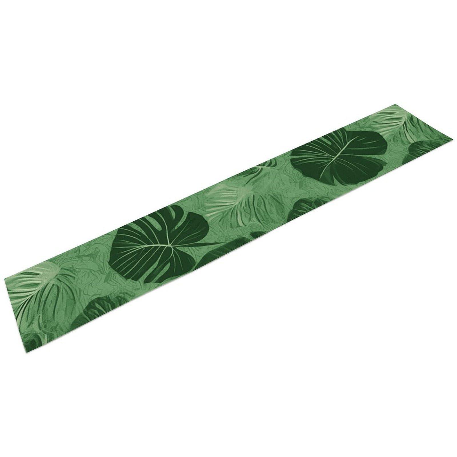 Green Tropical Leaves Table Runner Long Linen Table Runners Farmhouse Rustic Table Runner Seasonal Kitchen Dining Table Decoration for Home Party Decor 13 X 72 Inch