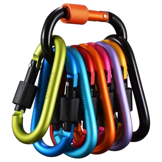 Gimars 10 Stück Karabiner mit Schraubverschluss, Schlüsselanhänger Karabinerhaken Aluminium Schraubkarabiner für Camping, Angeln, Wandern oder Reisen