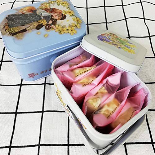 PIXNOR 2pcs Easter Tinplate Box with Handle Gift Packing Case Candy Wrapping Case Tins Box Empty Storage Tins Case Containers Can with Lid for Candle Candy Gifts Treasures