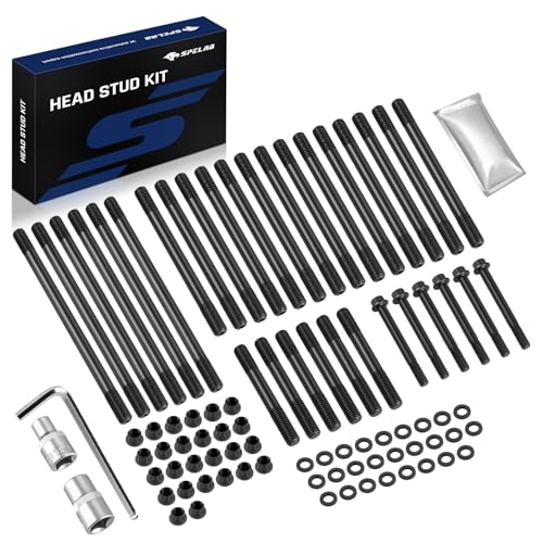 SPELAB Head Stud Replacement Kit Compatible with Dodge 1989-1998 Cummins 5.9L 12 Valve Models, Cylinder Head Stud Assembly Kit &amp; Assembly Lubricant