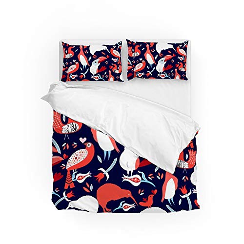 Parure de lit oiseaux 3 pièces en textile premium au toucher doux