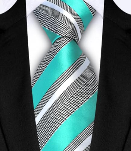 Image of GUSLESON Men's 5-pc Striped Tie Gift Set - Jacquard Necktie, Pocket Square, Cufflinks, Lapel Pin, Tie Clip - Wedding Formal Gifts