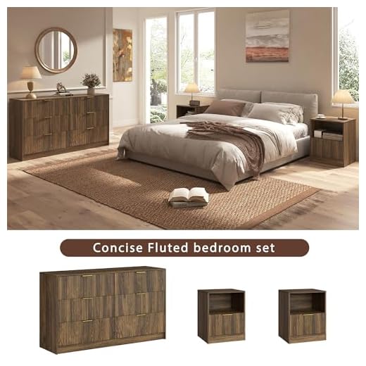 Modern Walnut Bedroom Furniture Set with Storage