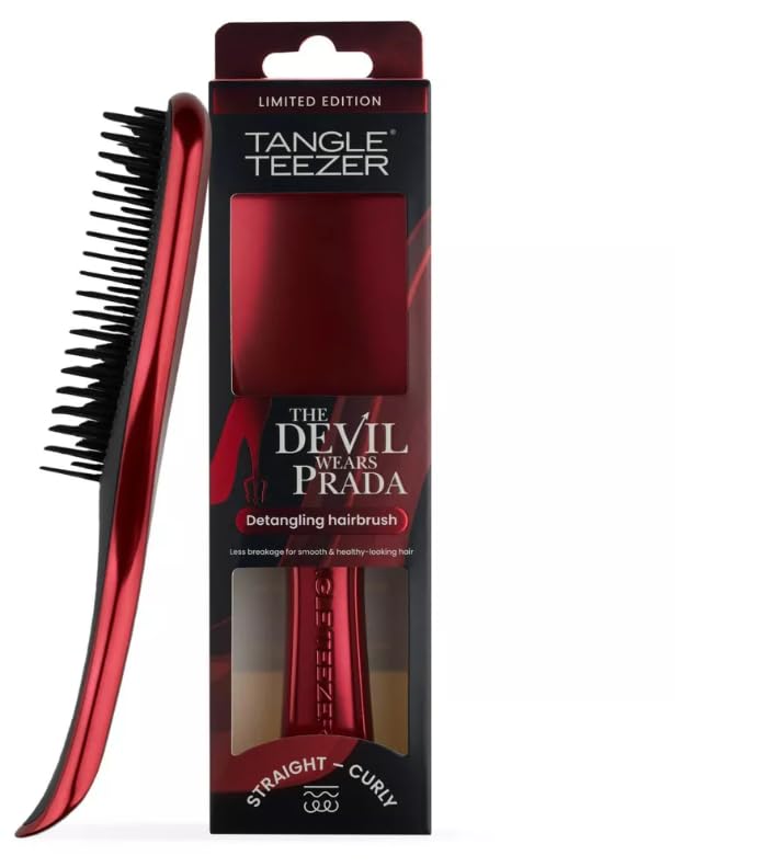 Image of Tangle Teezer x Devil Wears Prada Ultimate Detangler Brush, Red Metallic | Patented two-tier, regular-flex teeth reduce breakage & split ends on wet or dry hair; limited-edition hairbrush for all ages