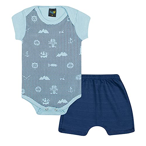 Kit 5 Conjunto Shorts e Body Infantil Menino Bebê Estampado Cor Sortidas (P, Sortidas)