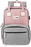 JOYHILL Laptop Rucksack 15,6 Zoll Stilvoller Notebook Rucksack mit USB Ladeanschluss, Wasserfester Business Reiserucksack Hochschule Schultasche für Frauen Mädchen (Rosa)