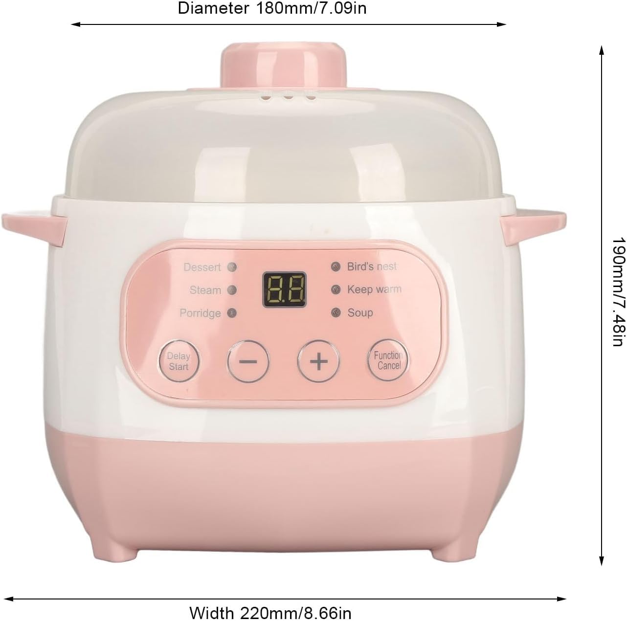 Olla Eléctrica Inteligente De Cerámica De 1 Litro para Sopas - Olla De Cocción Lenta Multifuncional con Sistema Anti-Quemado En Seco, Ideal para Gachas, Guisos Y Comidas Rápidas.