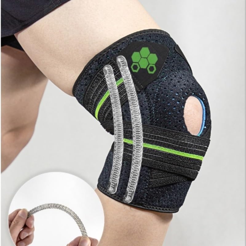 Breathable Straps With Pressure Adjustable Sports Outdoor Knee Pads with Silicone Spring Strip Support
