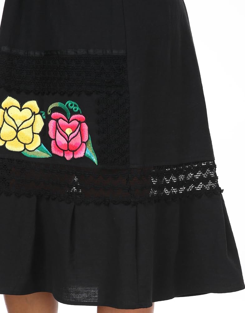 YZXDORWJ Women Embroidered Mexican Peasant Casual Sexy Lace Off-Shoulder Long Dress - Image 7