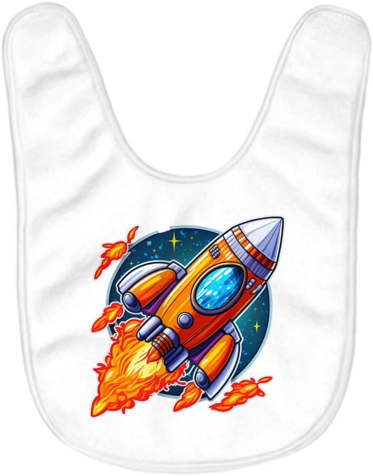 Rocket Ship Design Baby Bibs - Space Themed Baby Feeding Bibs - Anime Bibs for Eating