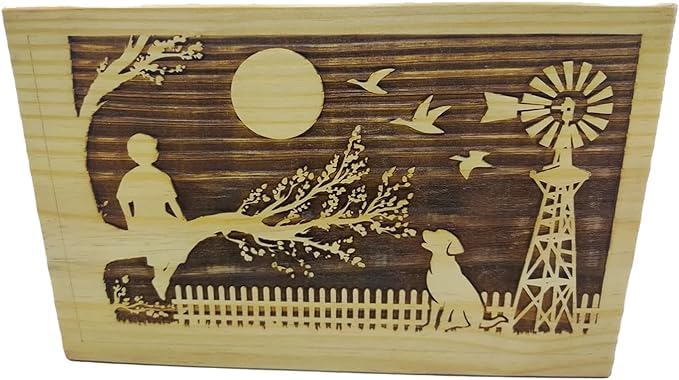 Urne funéraire en bois antique sculptée, boîte souvenir humaine robuste