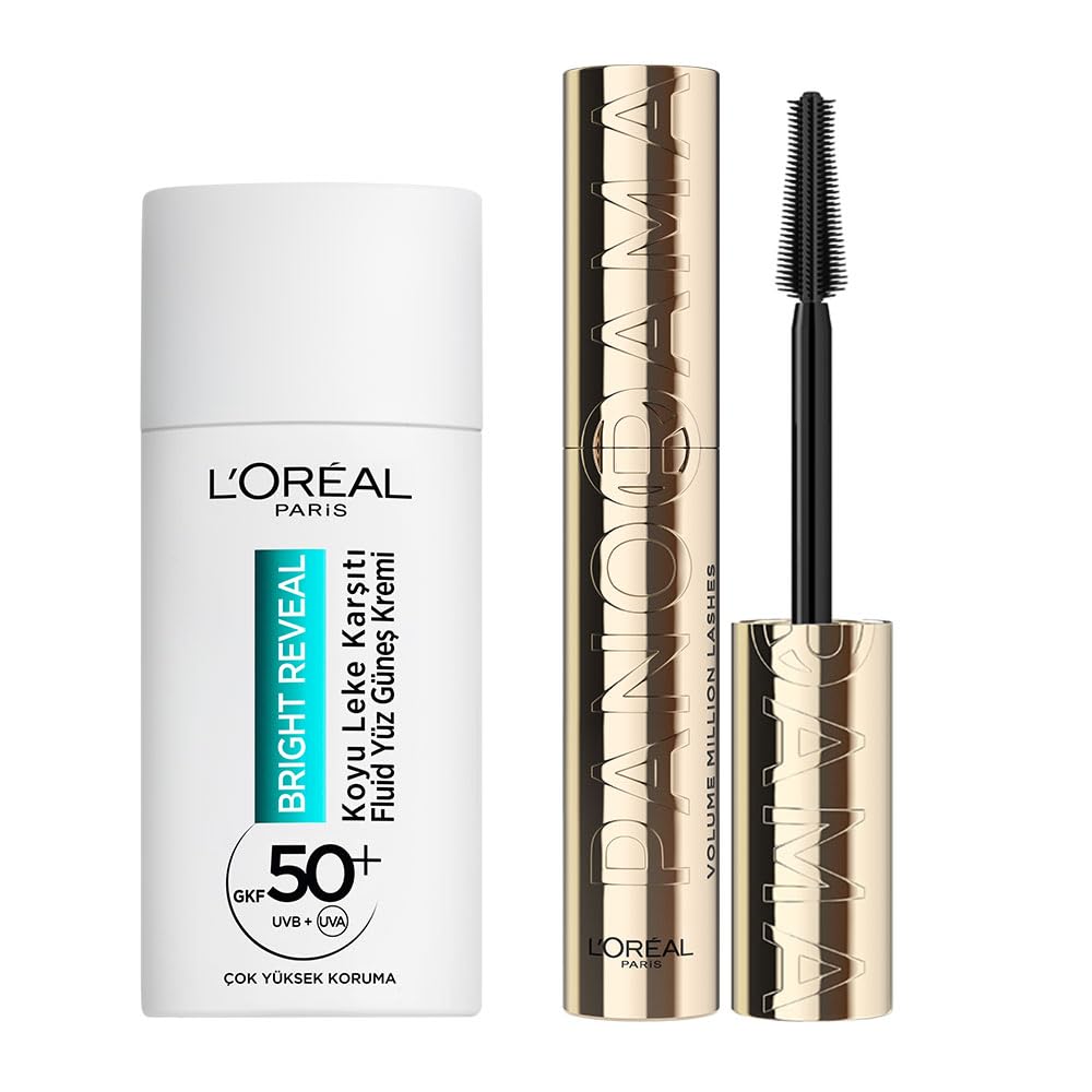 L’Oréal Paris Bright Reveal Spf 50+ Koyu Leke Karşıtı Fluid Günlük Yüz Güneş Kremi 50ml & Panorama Hacim Veren Maskara Siyah